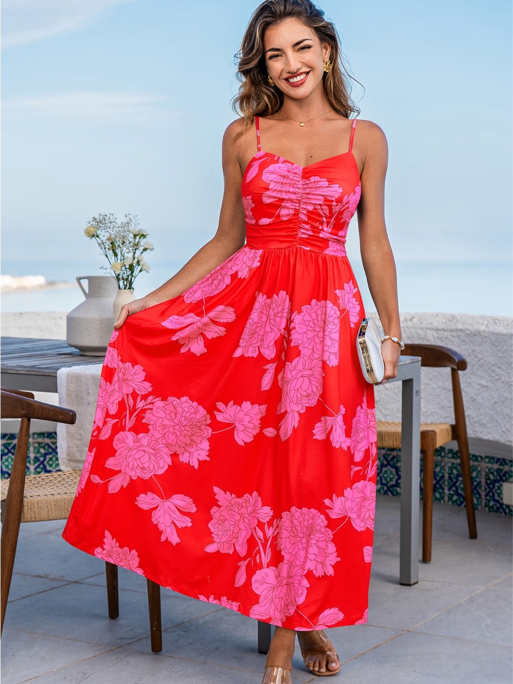 Cupshe Soft Side Floral Maxi Dress